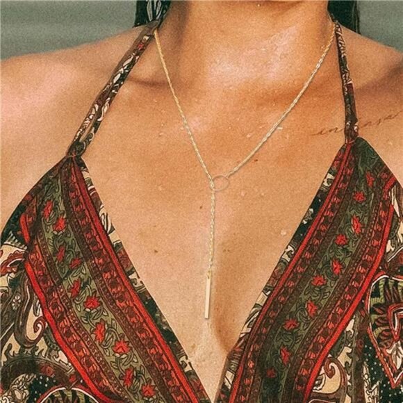 Long Necklace Gold Women Exquisite Drop Y Women Girls Party Wedding Prom - Picture 5 of 8